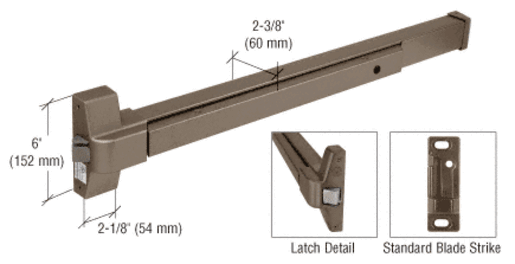 Touch bar rim panic exit device in dark bronze finish.